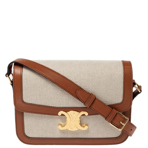 sac celine triomphe beige|Celine triomphe crossbody bag.